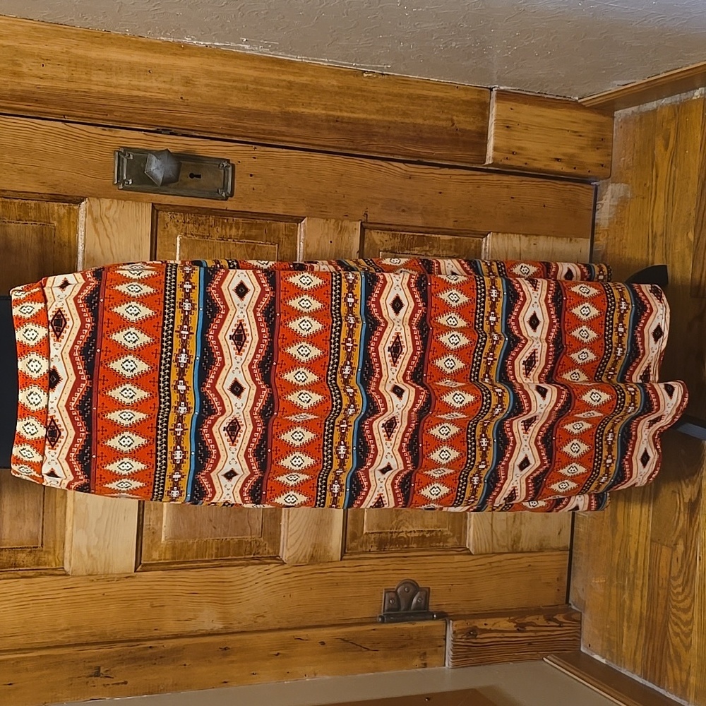 Rainbow Tribal Geometric Maxi Skirt M - Picture 1 of 2